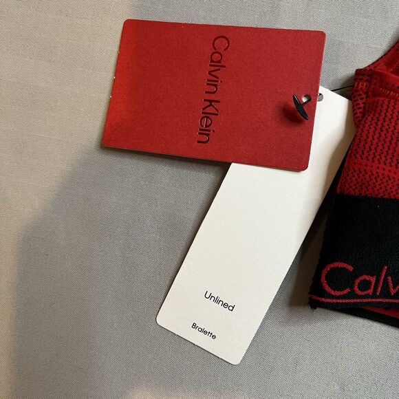Calvin Klein Women's Modern Unlined Bralette, Plaid Red/Black XS NWT - Picture 7 of 7